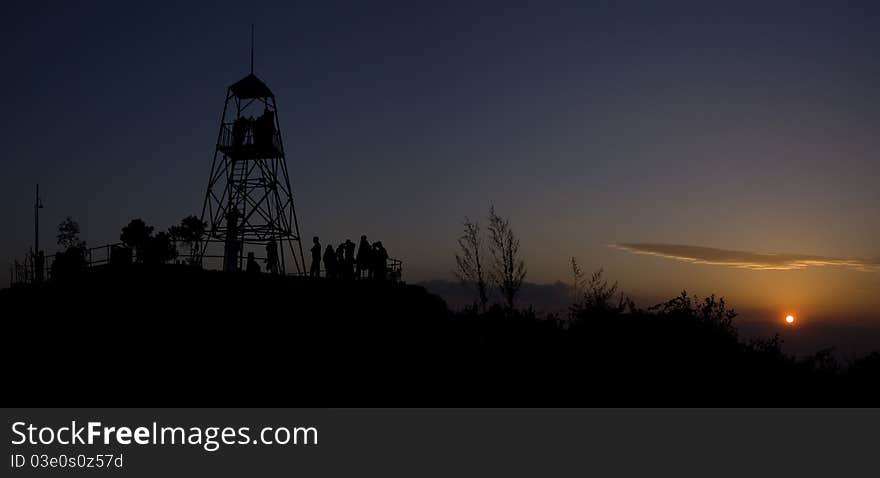 The viewtower of nagarkot at sunset