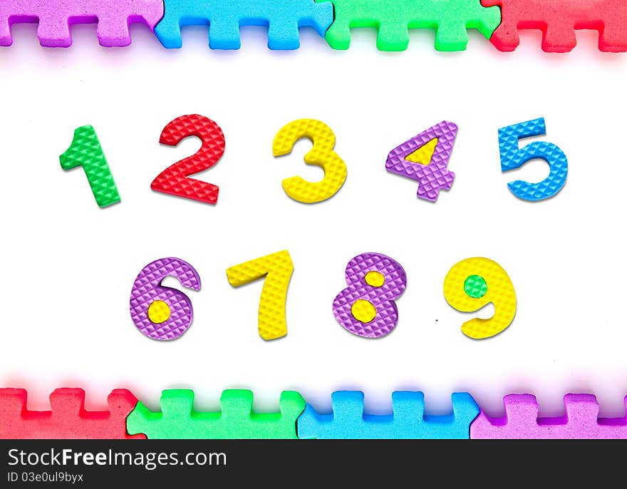 Frame puzzle with colorful number on white background. Frame puzzle with colorful number on white background