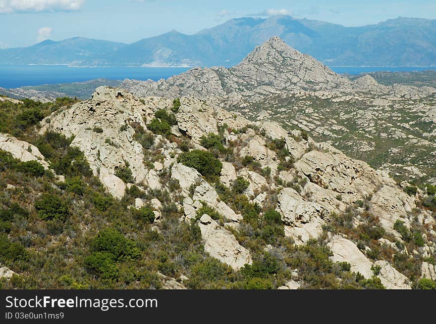 Desert of Agriates in Corsica, France. Desert of Agriates in Corsica, France