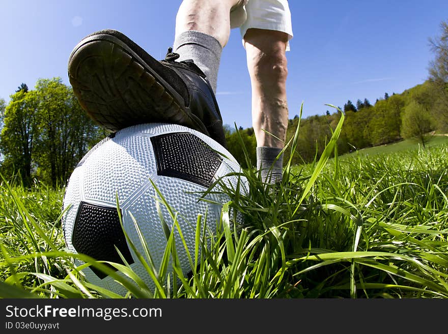 Wide Angle Shot Of Football