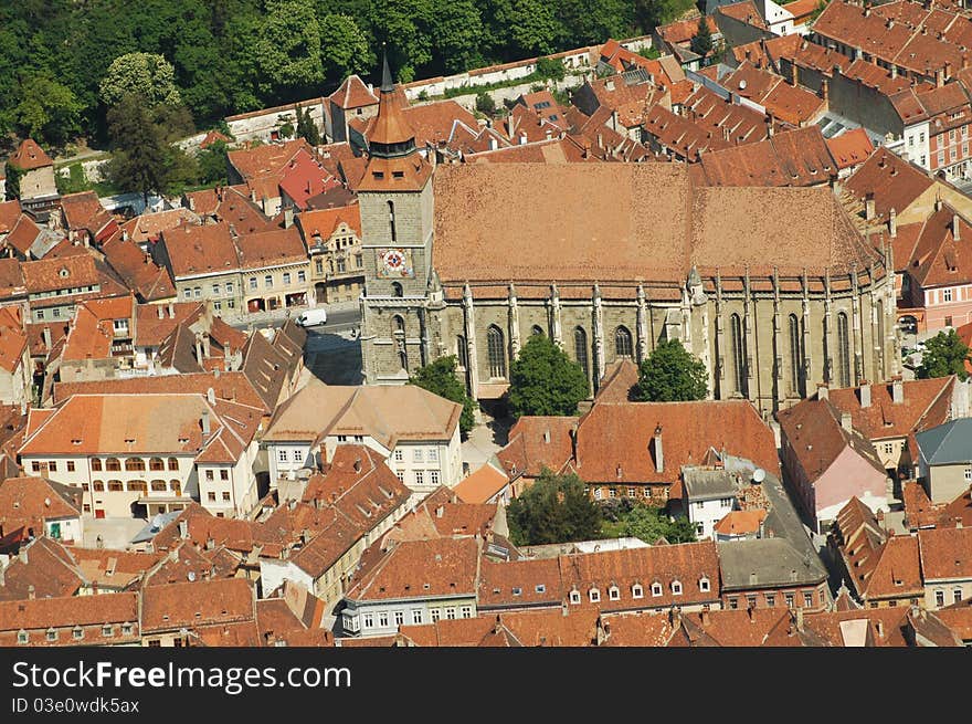 Aerial view of Brasov city, Romania