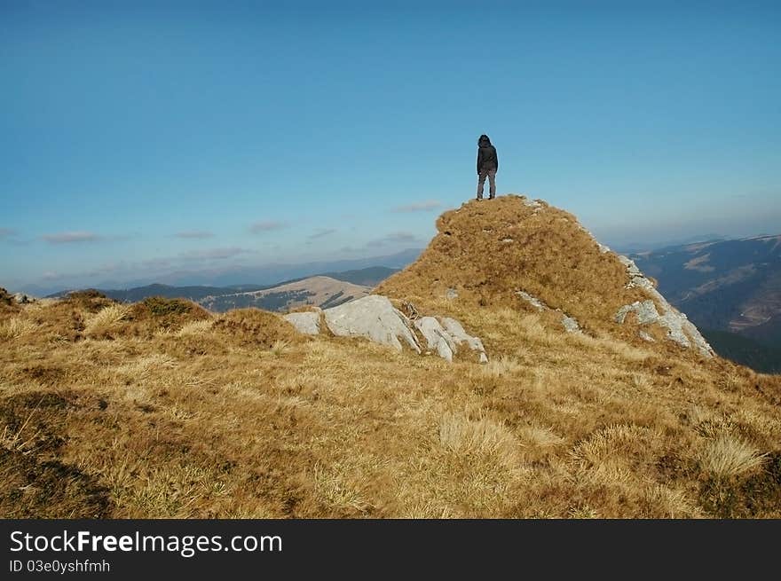 Trekking woman in the Carpathians