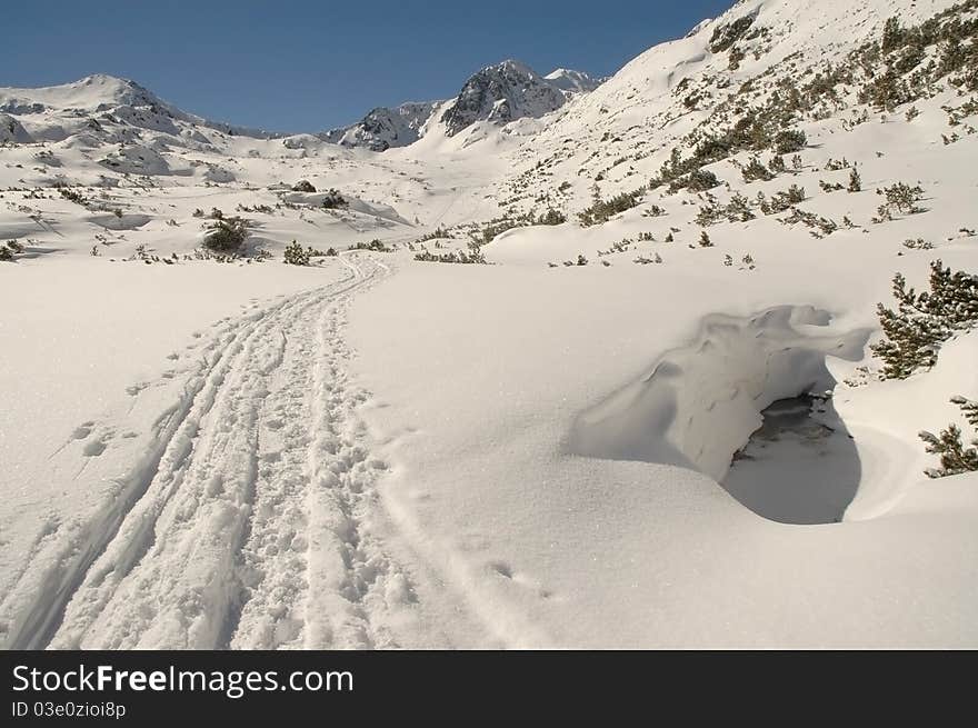 Winter landscape in Retezat mountain, Romania