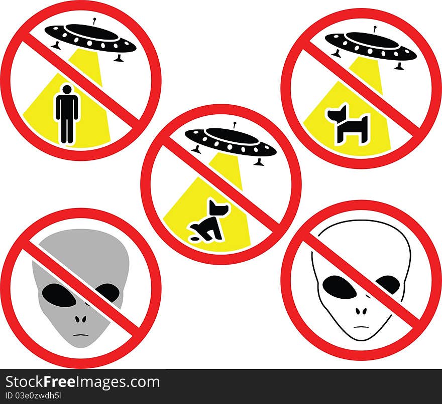 Warning signs for aliens. vector illustration