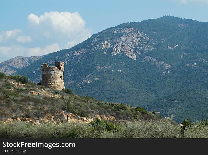 Genoese tower near the sea in Corsica, France. Genoese tower near the sea in Corsica, France