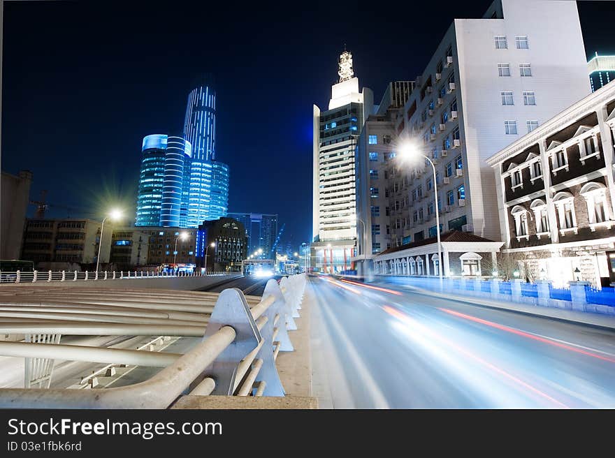 Streets at night in Tianjin Picture was taken in March 2011