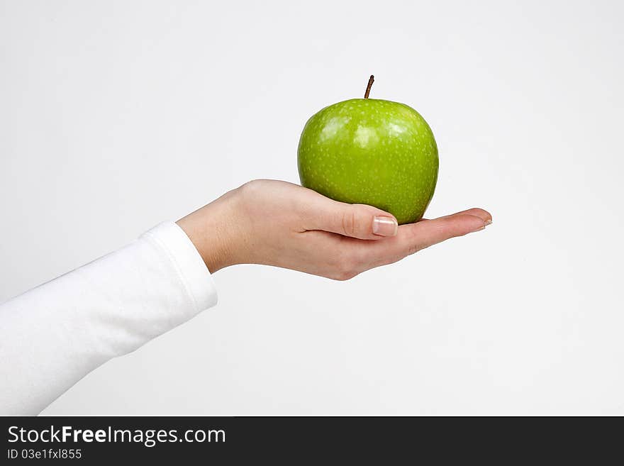 Woman Holding Green Apple