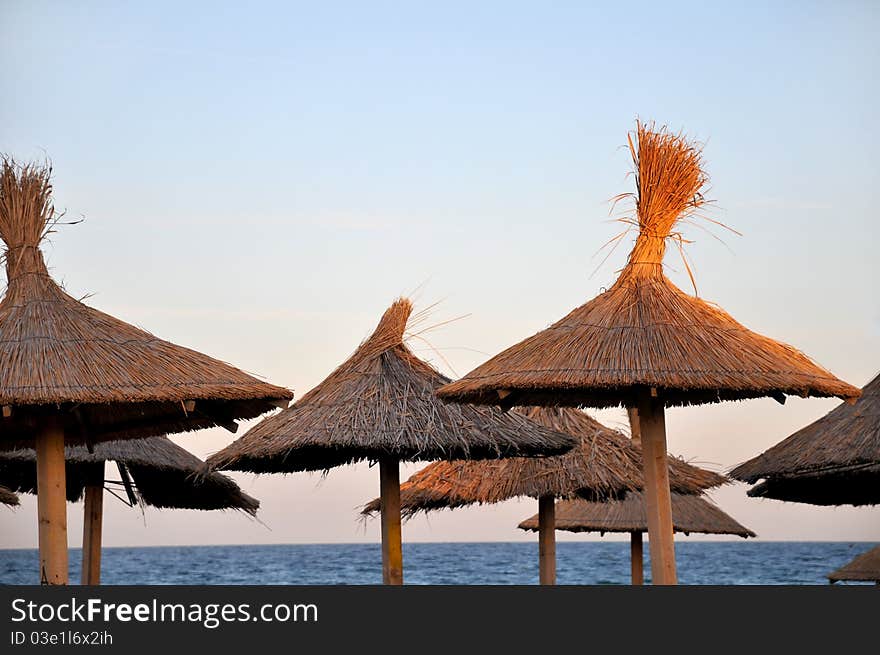 Beach umbrellas at Vama Veche, Romania