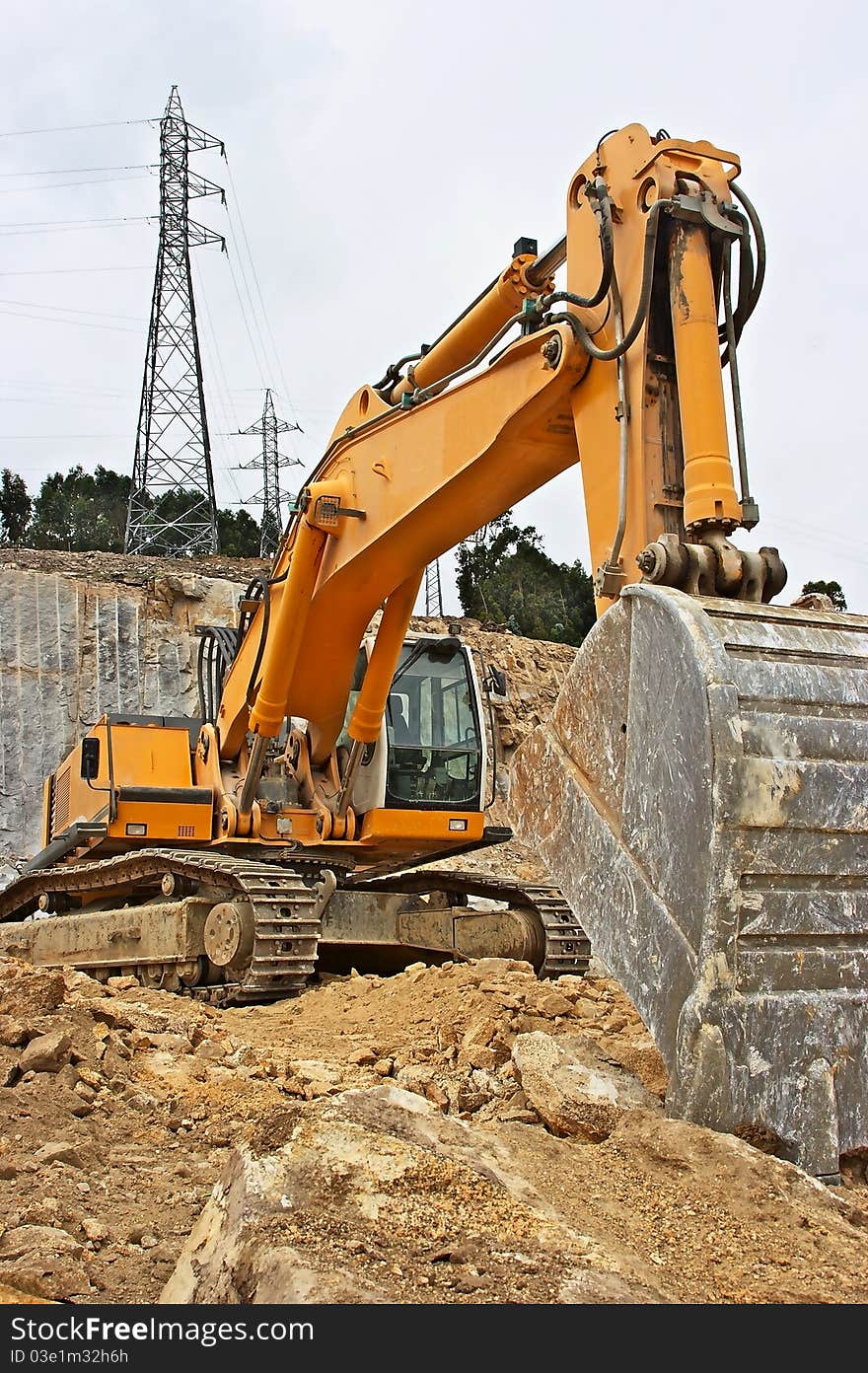 Construction machinery to excavate ground. Construction machinery to excavate ground