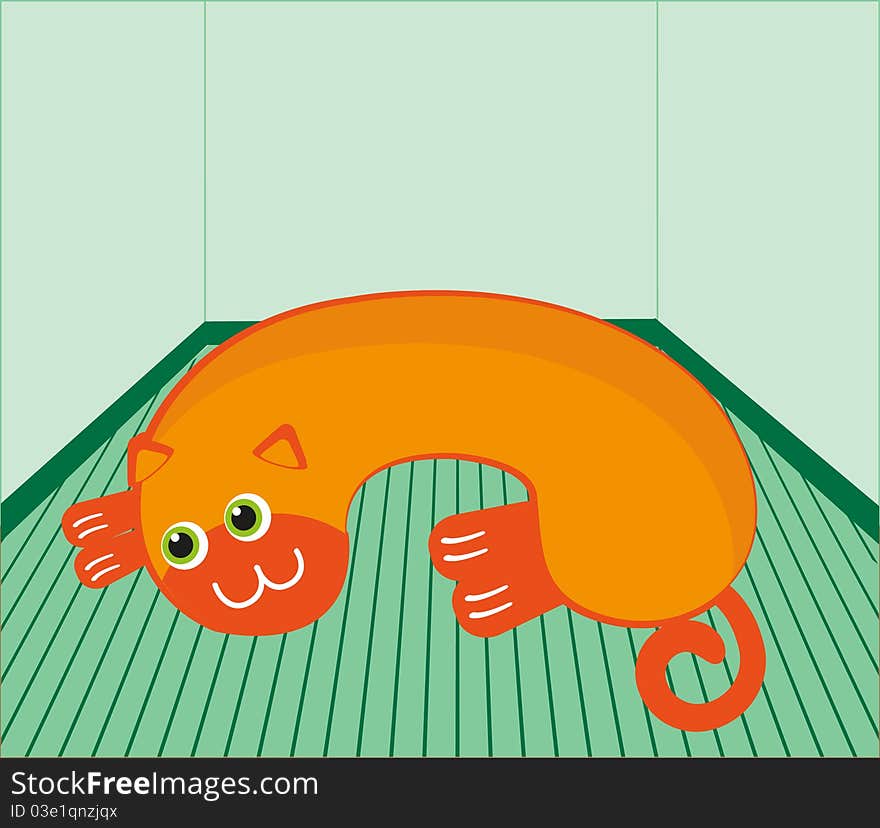 Orange funny cat on the floor. Orange funny cat on the floor