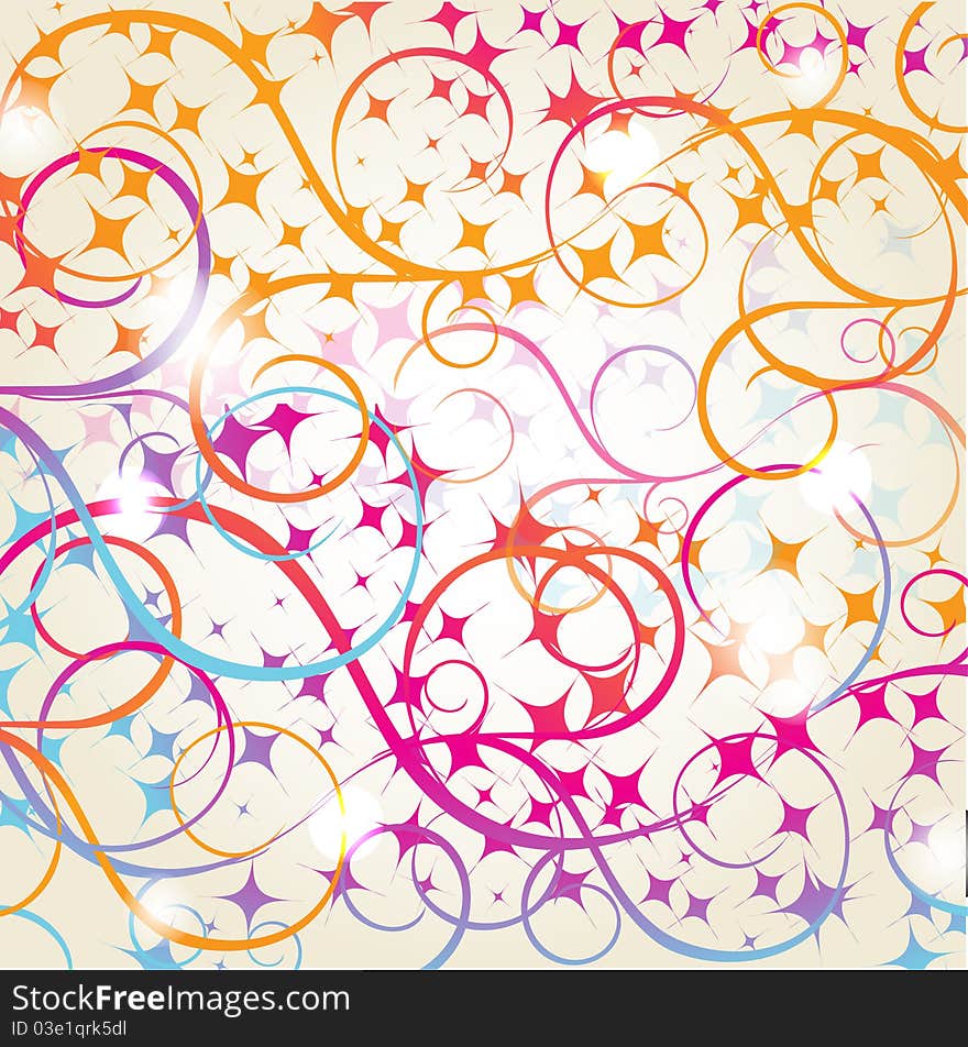 Abstract Pastel Background With Stars And Swirls