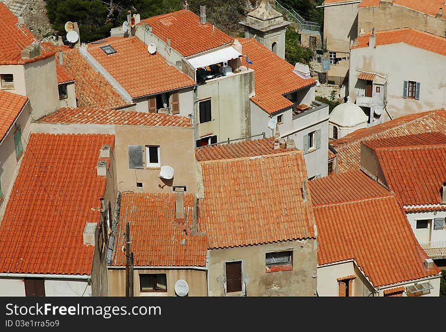 House Roofs In Bonifacio, Corsica