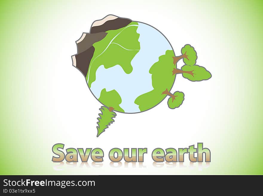 Green globe on white background (eco concept illustration)