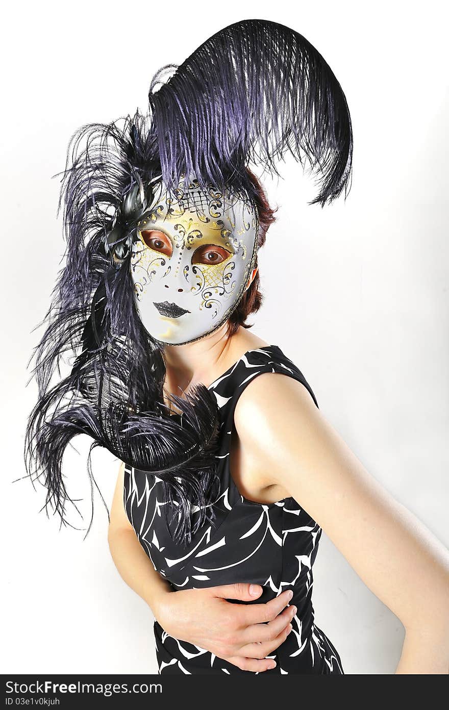 Girl In A Venetian Mask Isolated