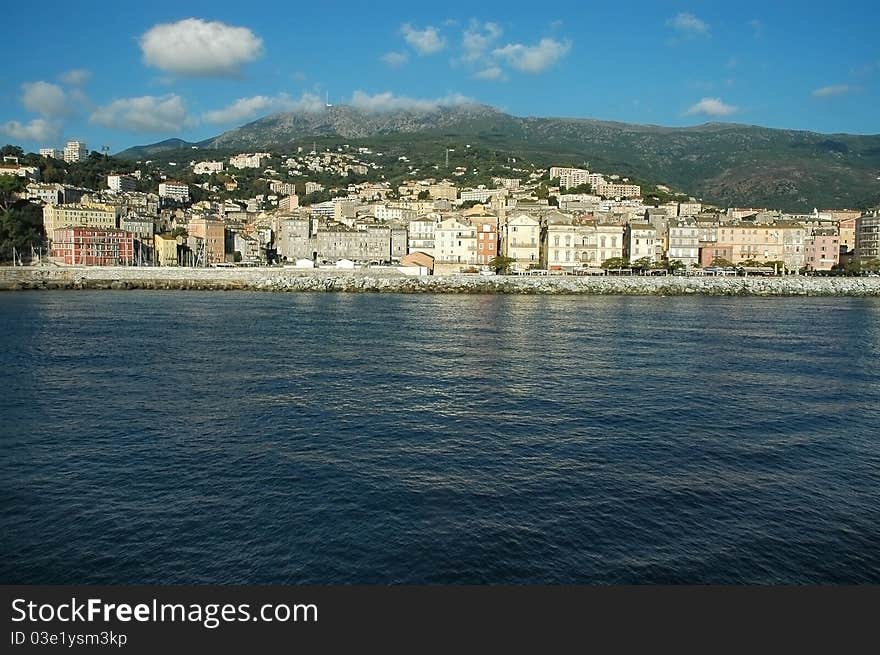 Bastia, view of the port and the town. Corsica, France