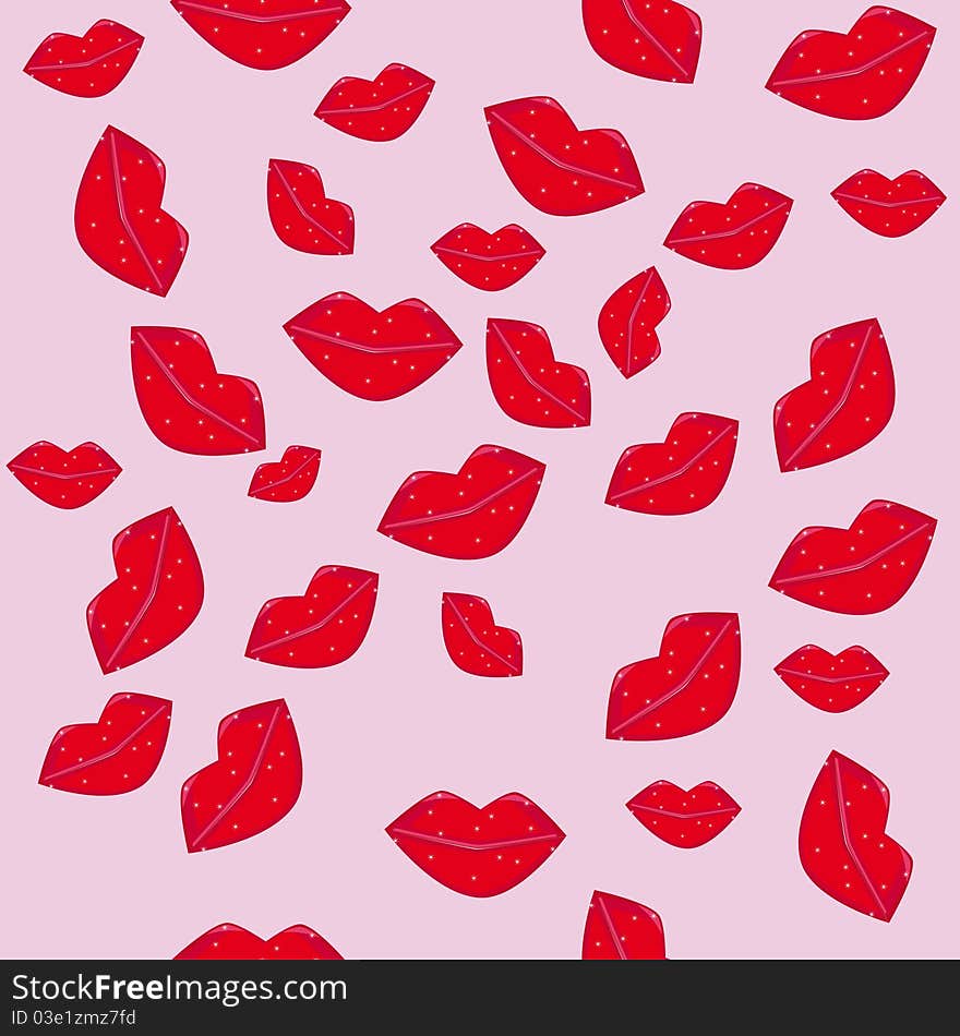 Abstract seamless structure with lips. Illustration