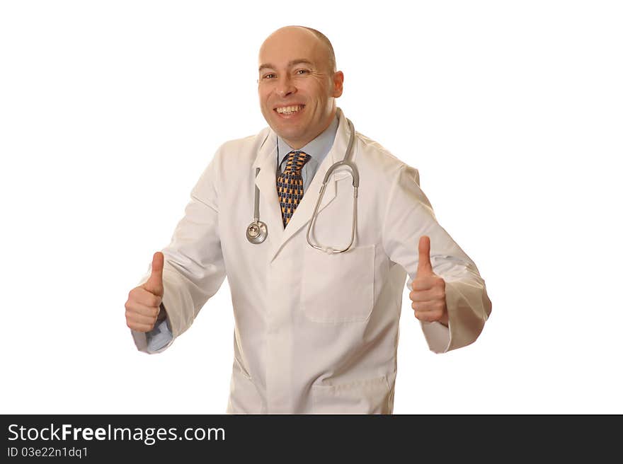 A hospital doctor on white background