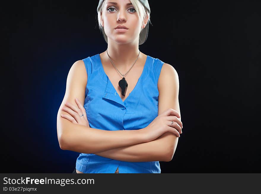 Portrait of an elegant young sporty woman beauty, studio shot