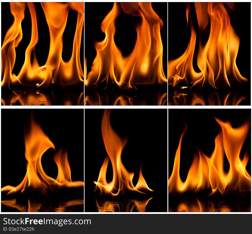 Close-up of fire and flames set on a black background