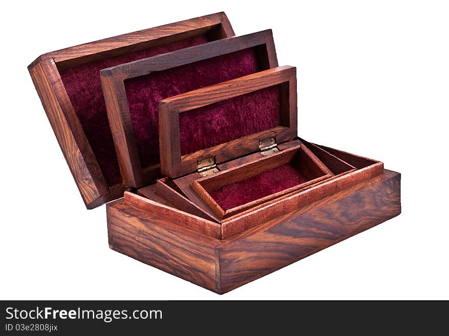 Old vintage wooden caskets