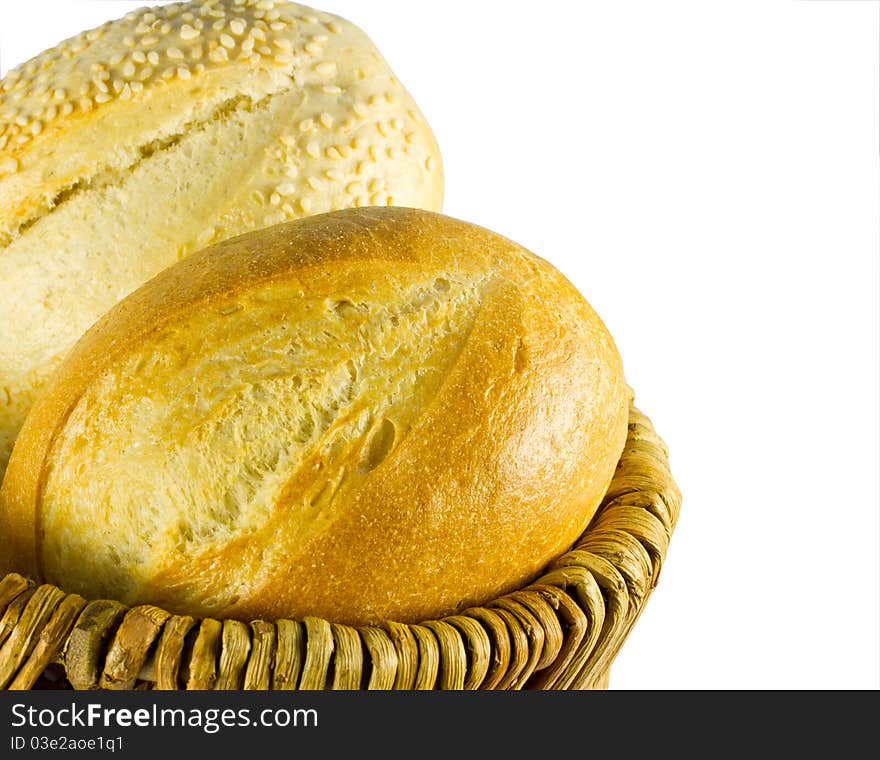 Two breads isolated on white