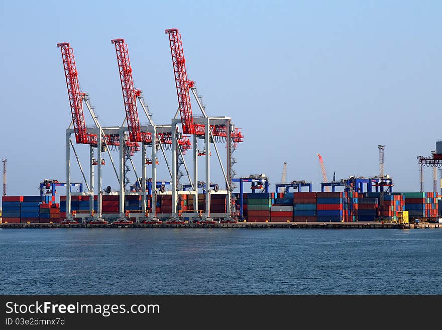 Seaport, the container terminal, cargo