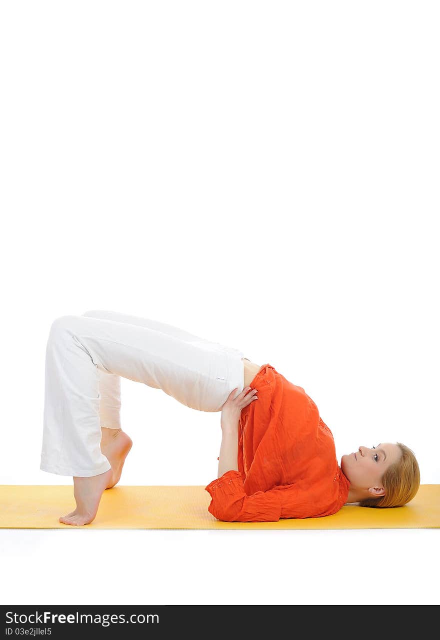 Series Or Yoga Photos. Young Woman Doing Yoga Pose