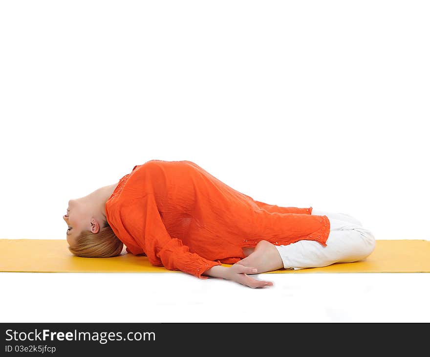 Series or yoga photos.young woman in fish pose