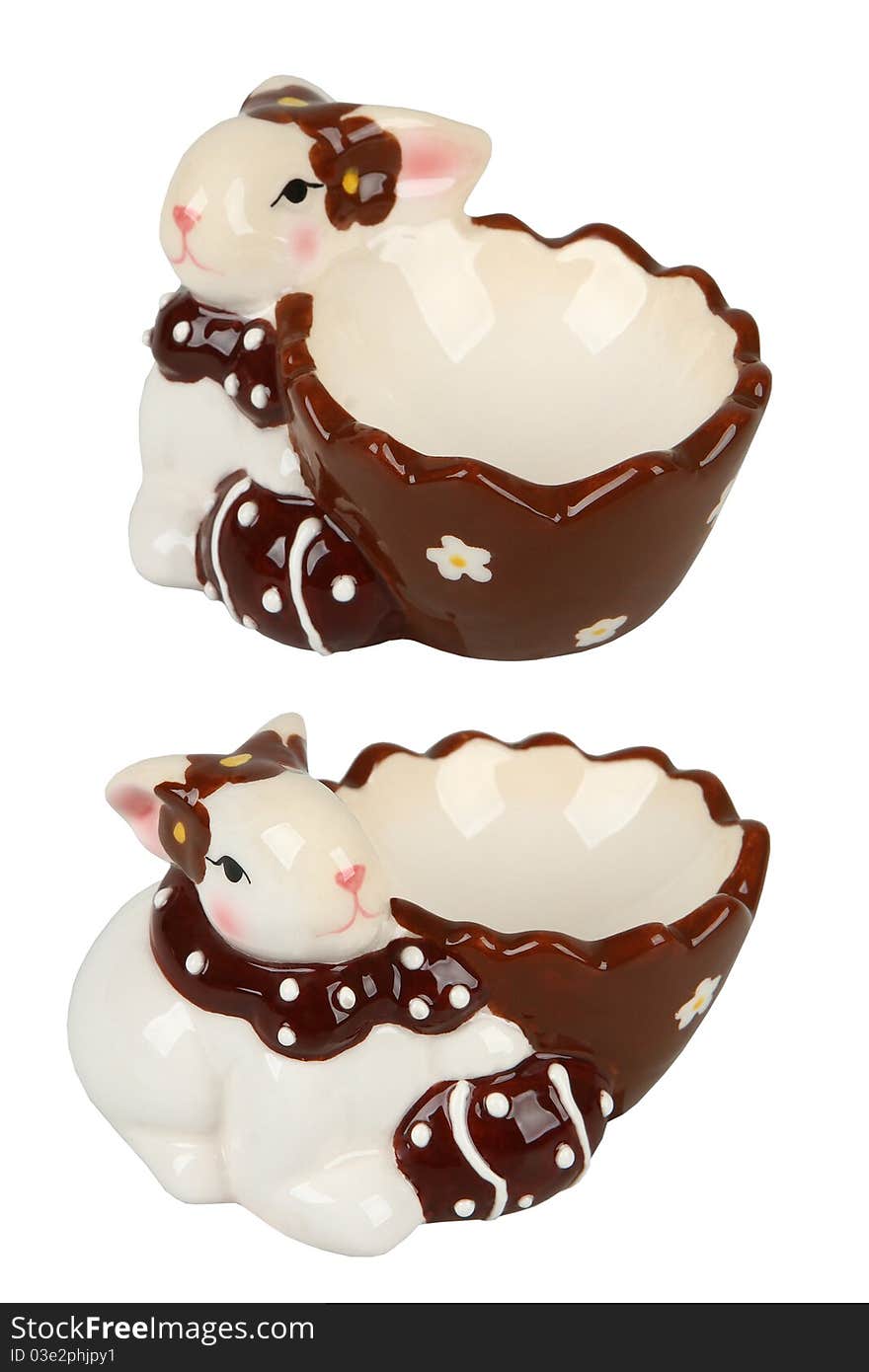 Easter сeramic egg cup, rabbit