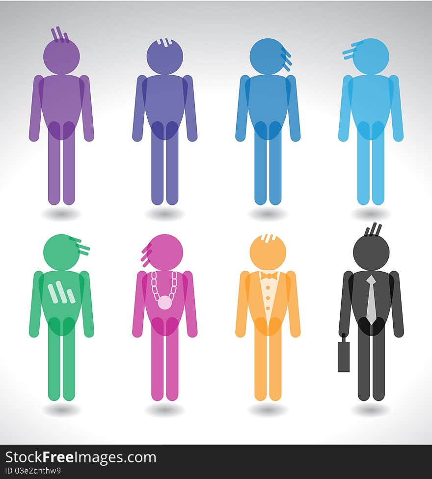 Illustration of colorful men silhouettes