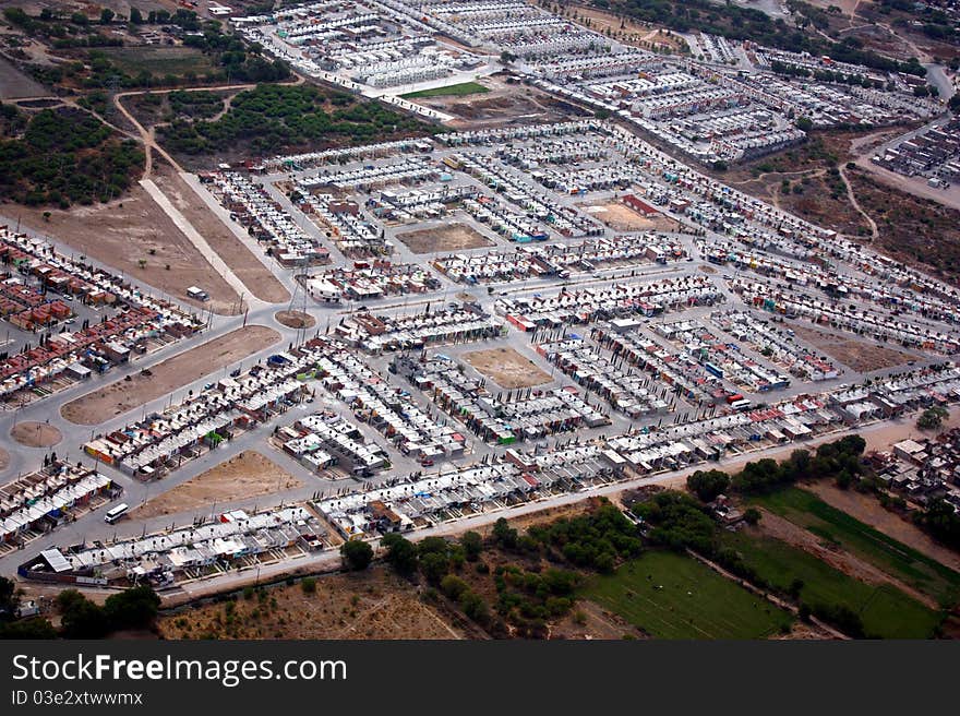 Aerial view of San Luis Potosi, Mexico from a plane. Aerial view of San Luis Potosi, Mexico from a plane