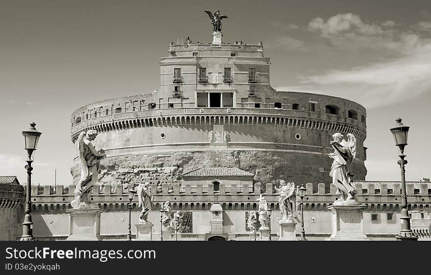 Sant Angelo Castle and Bridge in Rome, Italy. Sant Angelo Castle and Bridge in Rome, Italy.