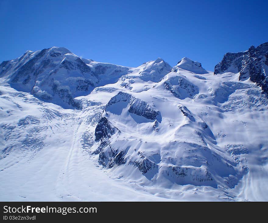 Lyskamm, castore and polluce from gornergrat