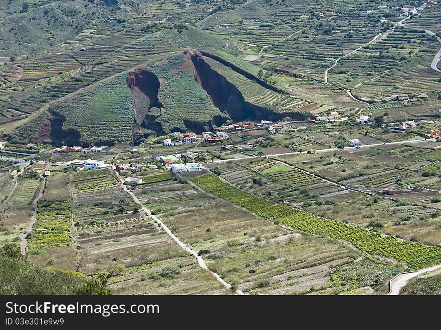 Mountain where land for cultivation has been extracted in the municipality of the silos on the island of Tenerife Spain. Mountain where land for cultivation has been extracted in the municipality of the silos on the island of Tenerife Spain