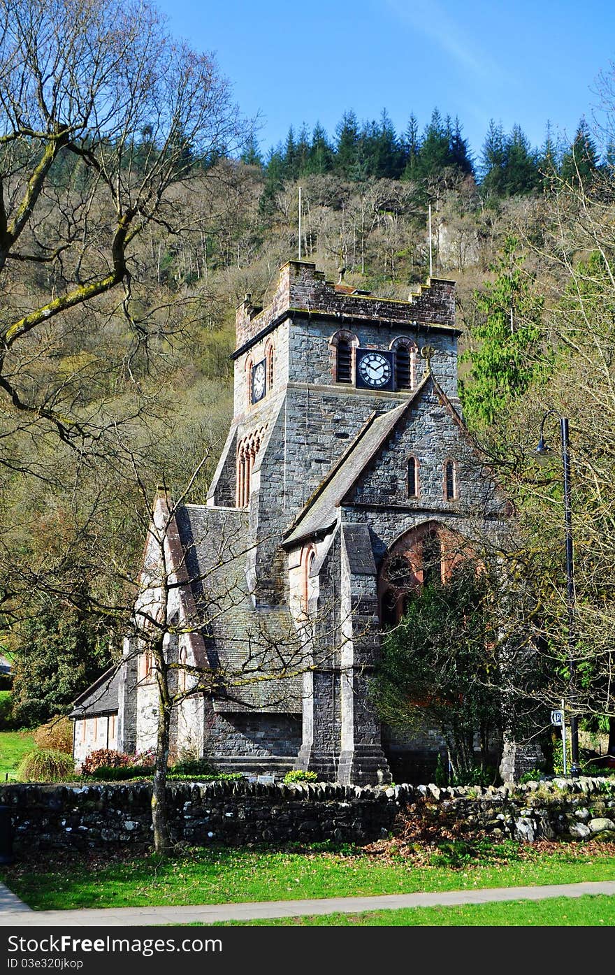 A typical Welsh church in the village of Betws y coed. A typical Welsh church in the village of Betws y coed