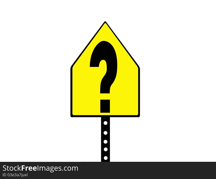 Black and yellow question mark sign