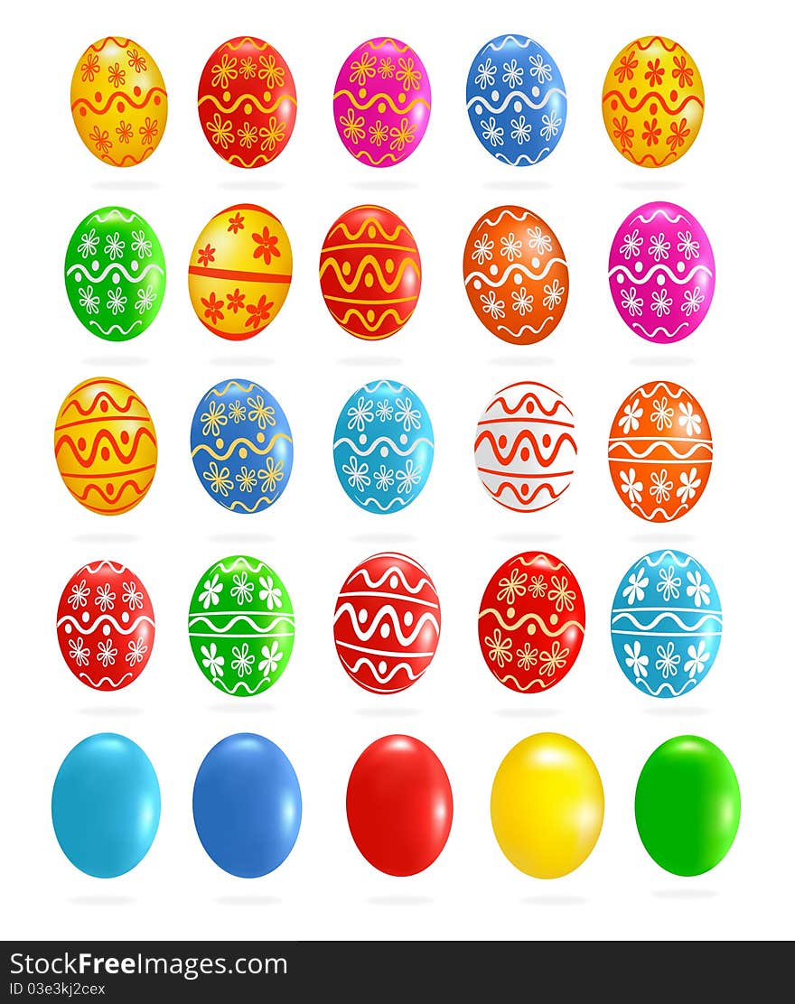 Big set with colorful Easter eggs. Vector