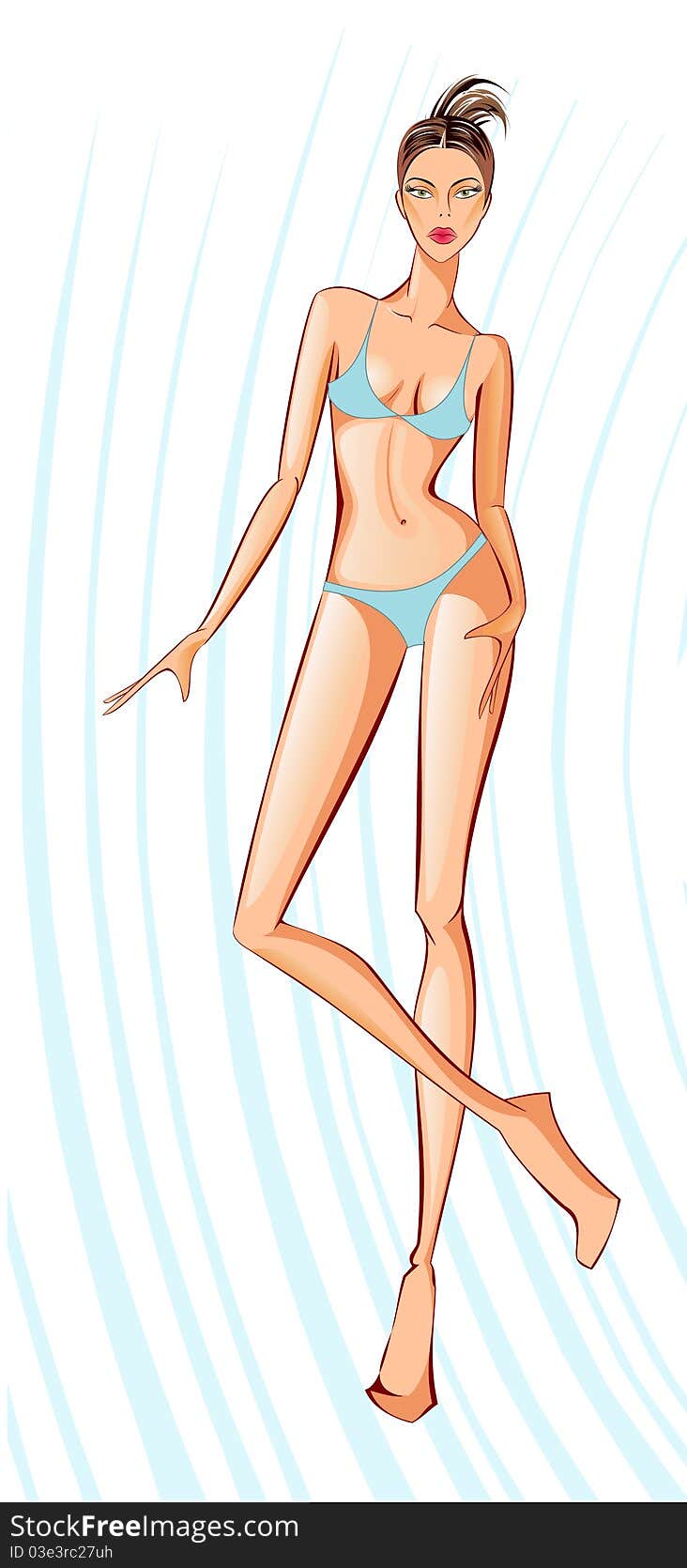 Girl In A Bathing Suit. Vector