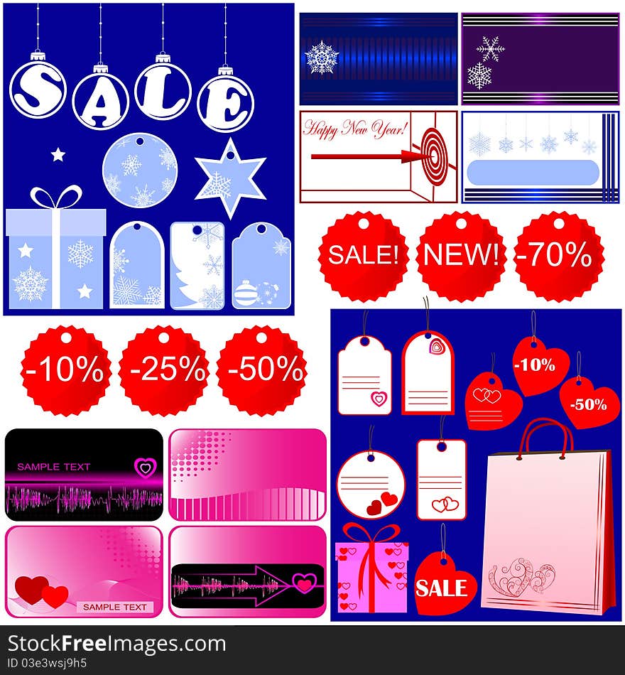 Set of Christmas and Valentine's day price tags and labels. Set of Christmas and Valentine's day price tags and labels.