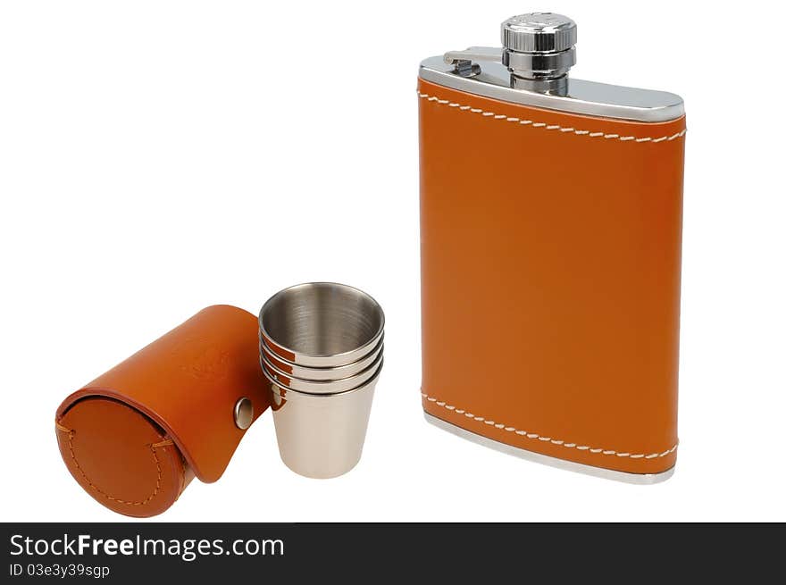 Whisky flask and portable set of cups