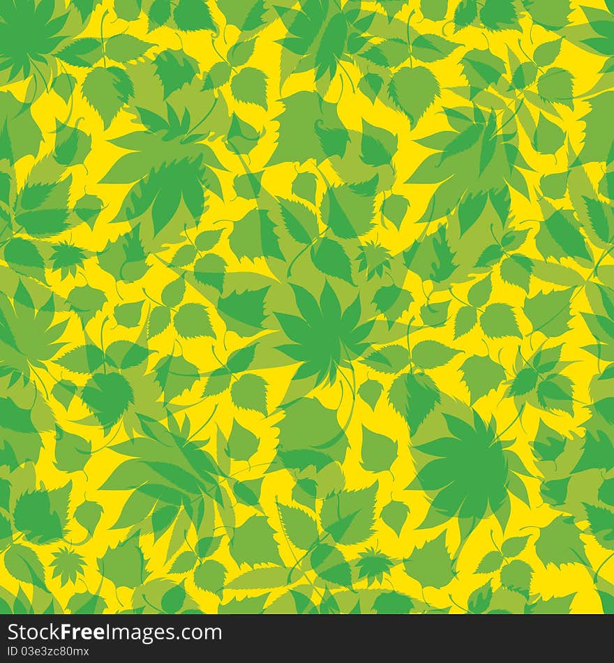 Seamless green floral pattern with leafs