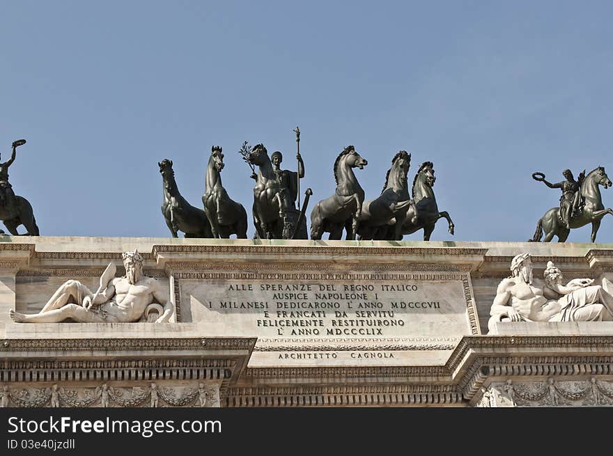 Arco della PaceMilan. historic arch in Piazza Sempione