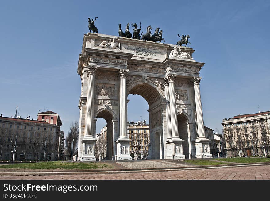 Arco della PaceMilan. historic arch in Piazza Sempione