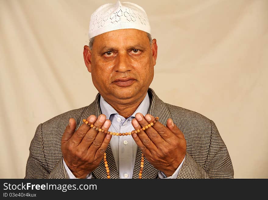 Hands with muslim prayer beads. Hands with muslim prayer beads