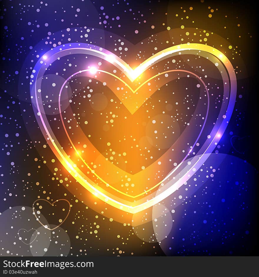 Digital neon heart. Vector illustration. Digital neon heart. Vector illustration