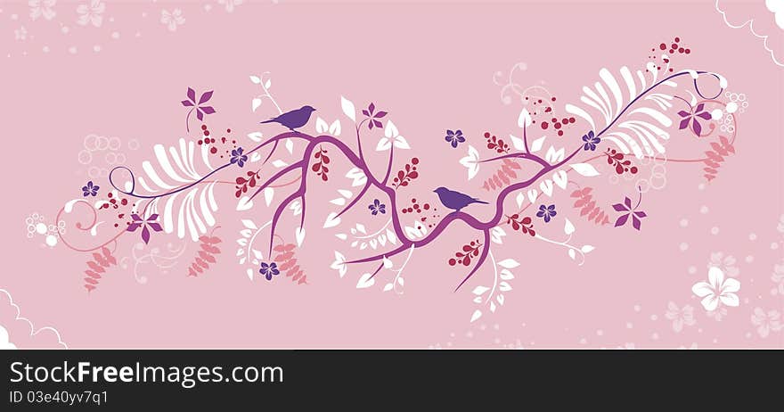 Ornate background with bird illustration. Ornate background with bird illustration