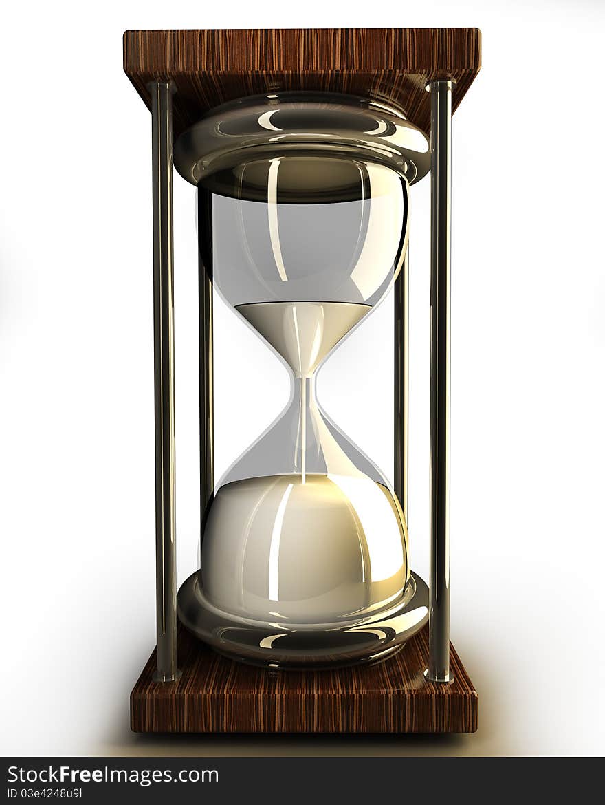 Closeup of hourglass in warm 3d