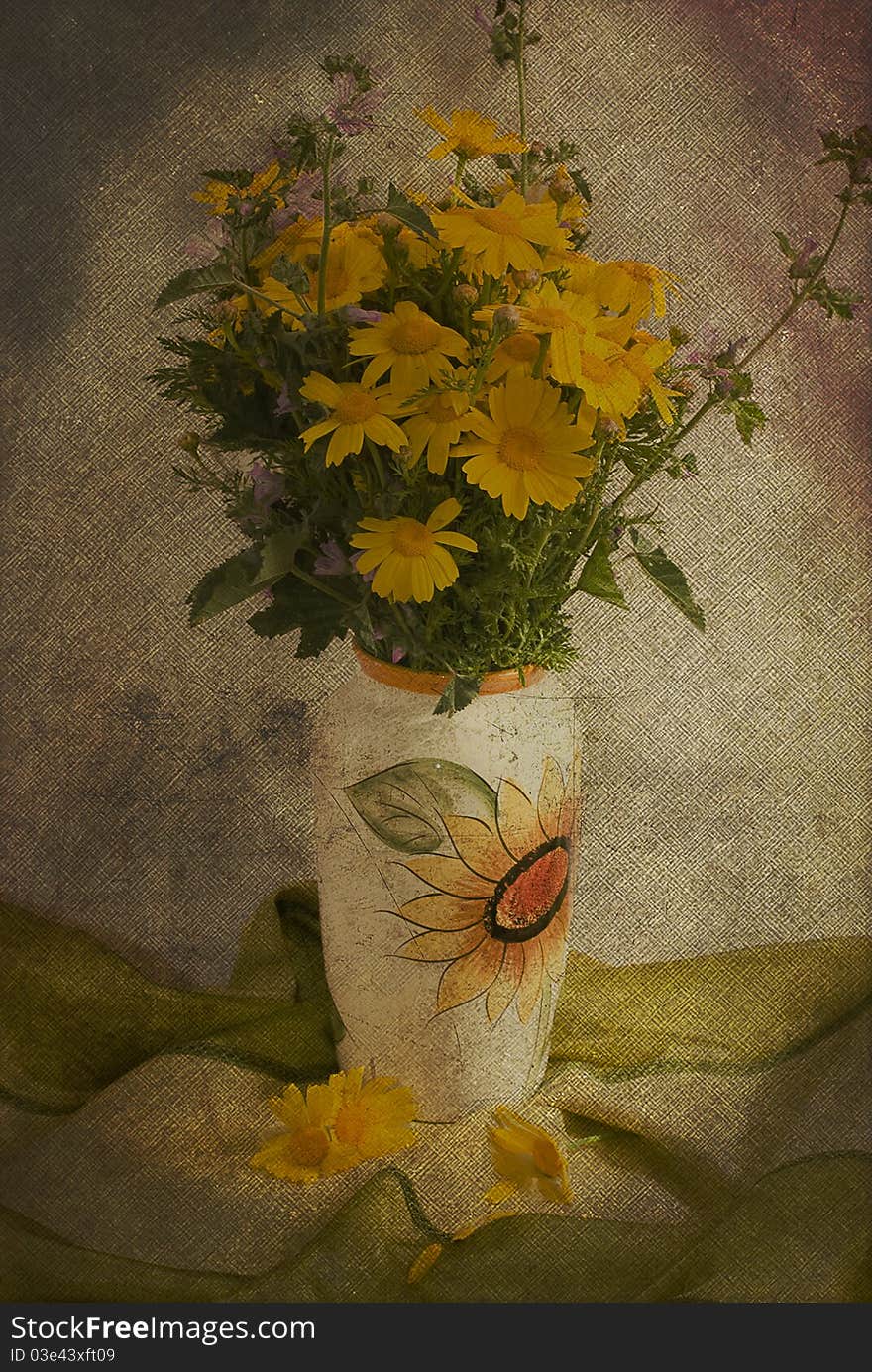 Yellow flowers and vintage style