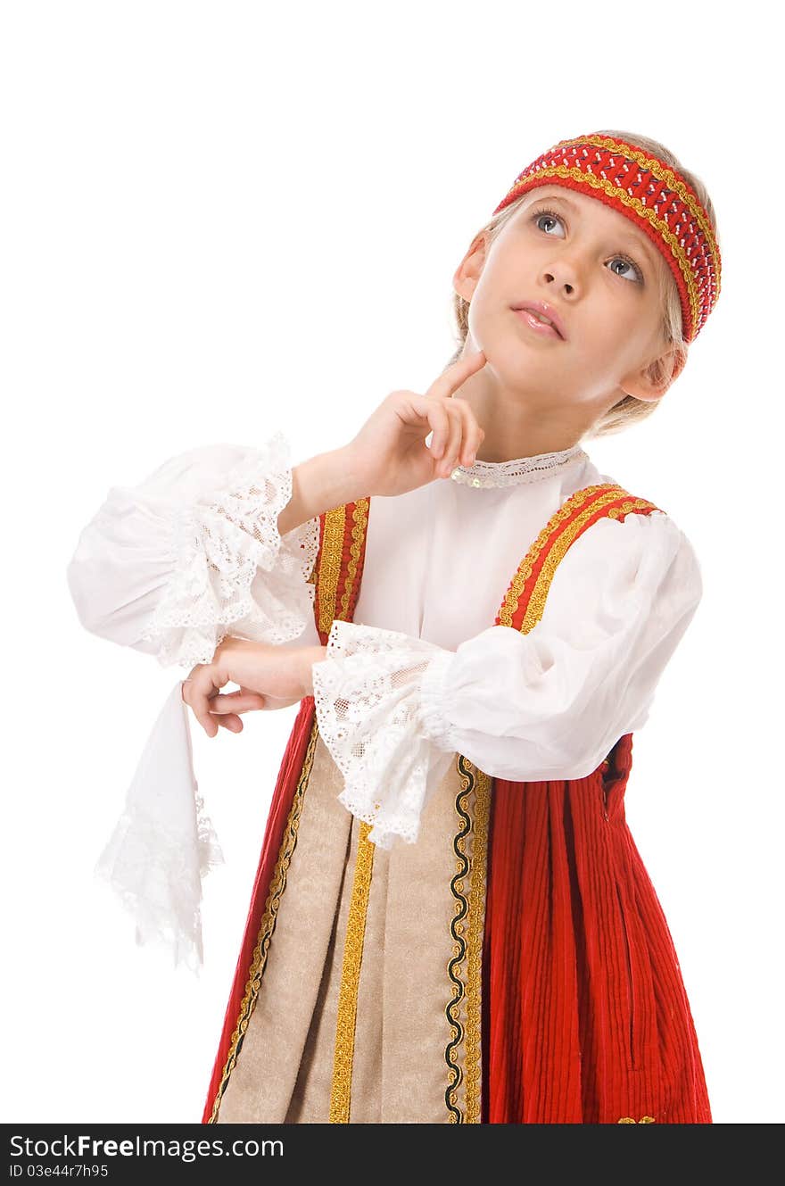 Young girl dancing in national dress