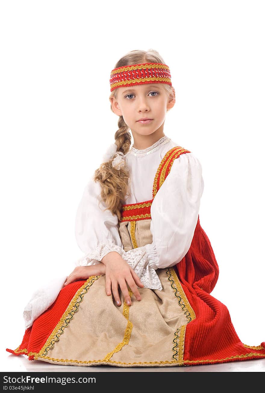 Portrait of a young girl in Belarussian national dress. Portrait of a young girl in Belarussian national dress